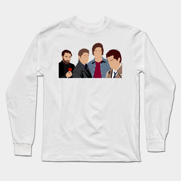 Supernatural Crowley Dean Sam Castiel Long Sleeve T-Shirt by OutlineArt